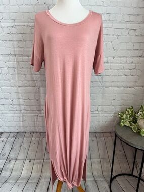 Pink Lily Women's Casual Knot Hem Maxi Dress - Dusty Rose